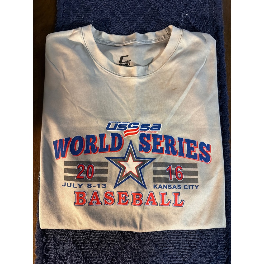 C2 Sport 2016 USA World Series Baseball Kansas City Gray T-Shirt Mens Medium